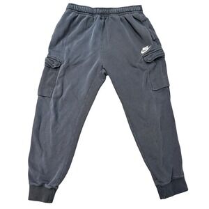 Nike Mens Fleece Cargo Joggers Faded Black Tapered Sweatpants Medium